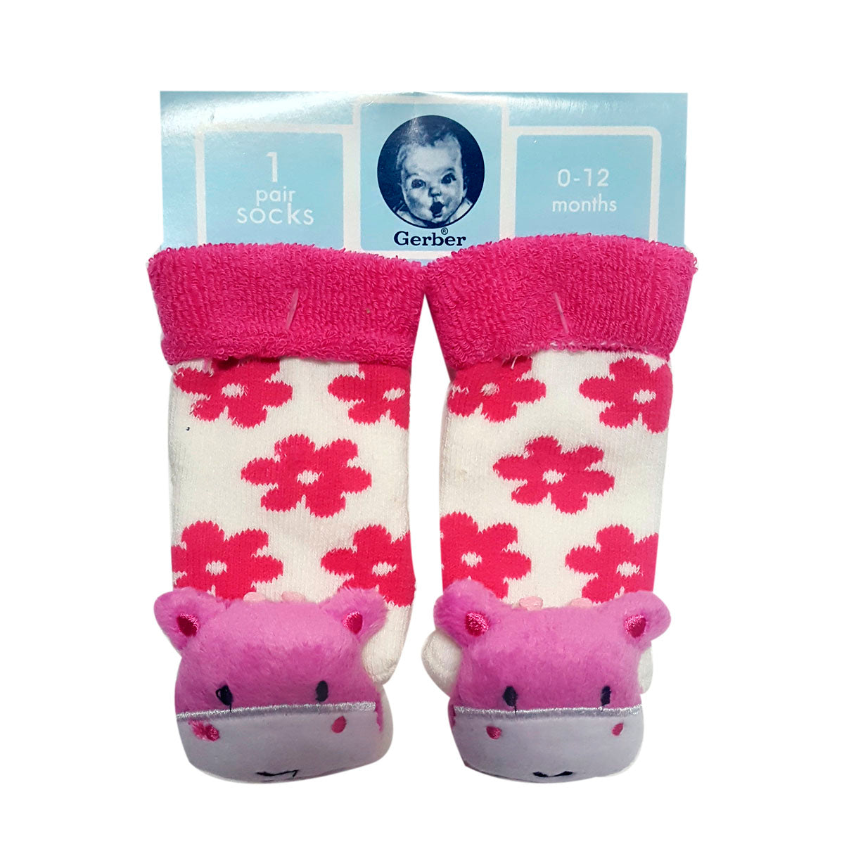 Animal "Rattle" Socks -   Pink Giraffe Special Offer