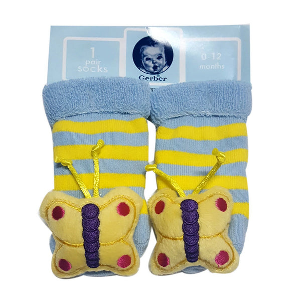 Animal "Rattle" Socks - Yellow Butterfly Special Offer