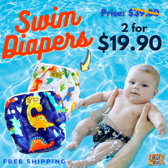Size Adjustable Swim Diaper - Navy Dino