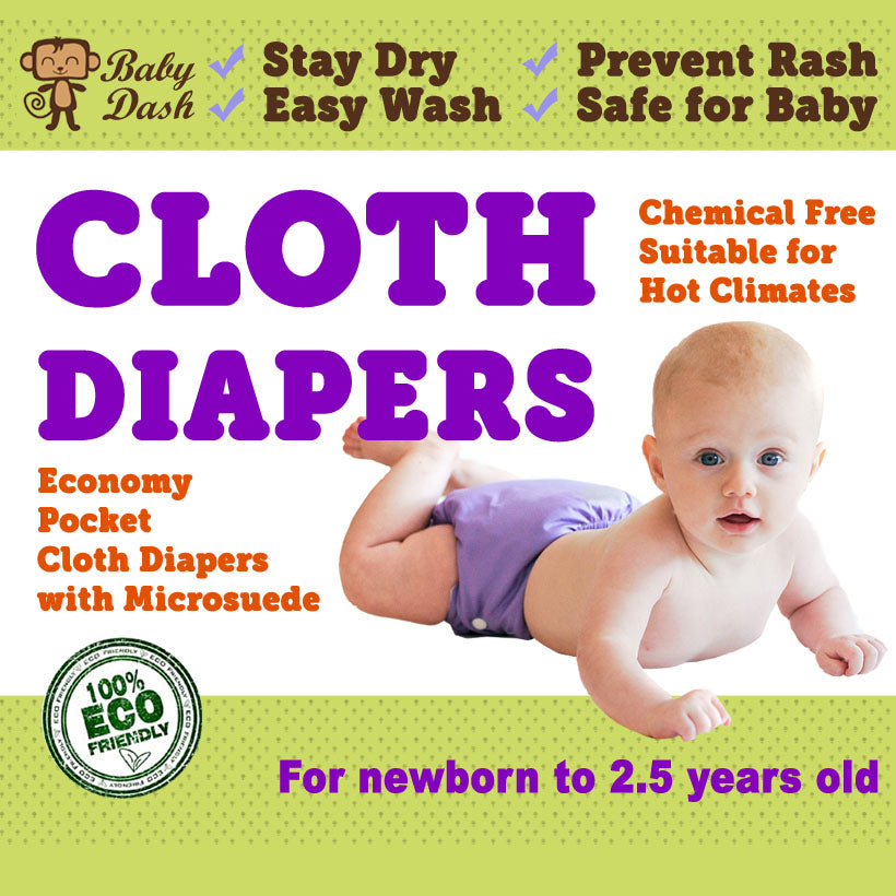 Baby Dash Economy Pocket Cloth Diapers (1pc) - Microsuede